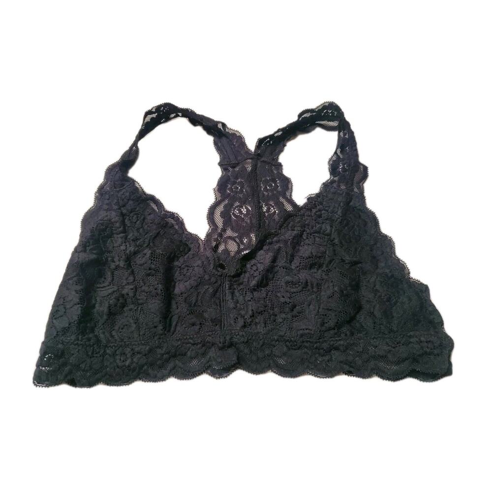 Mae-black Lace Racerback Bralette Women's Size XL
